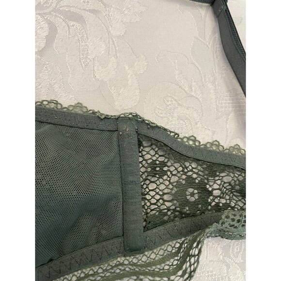 Victorias Secret size small green lace floral sheer bralette bra wire free sleep - Picture 6 of 9